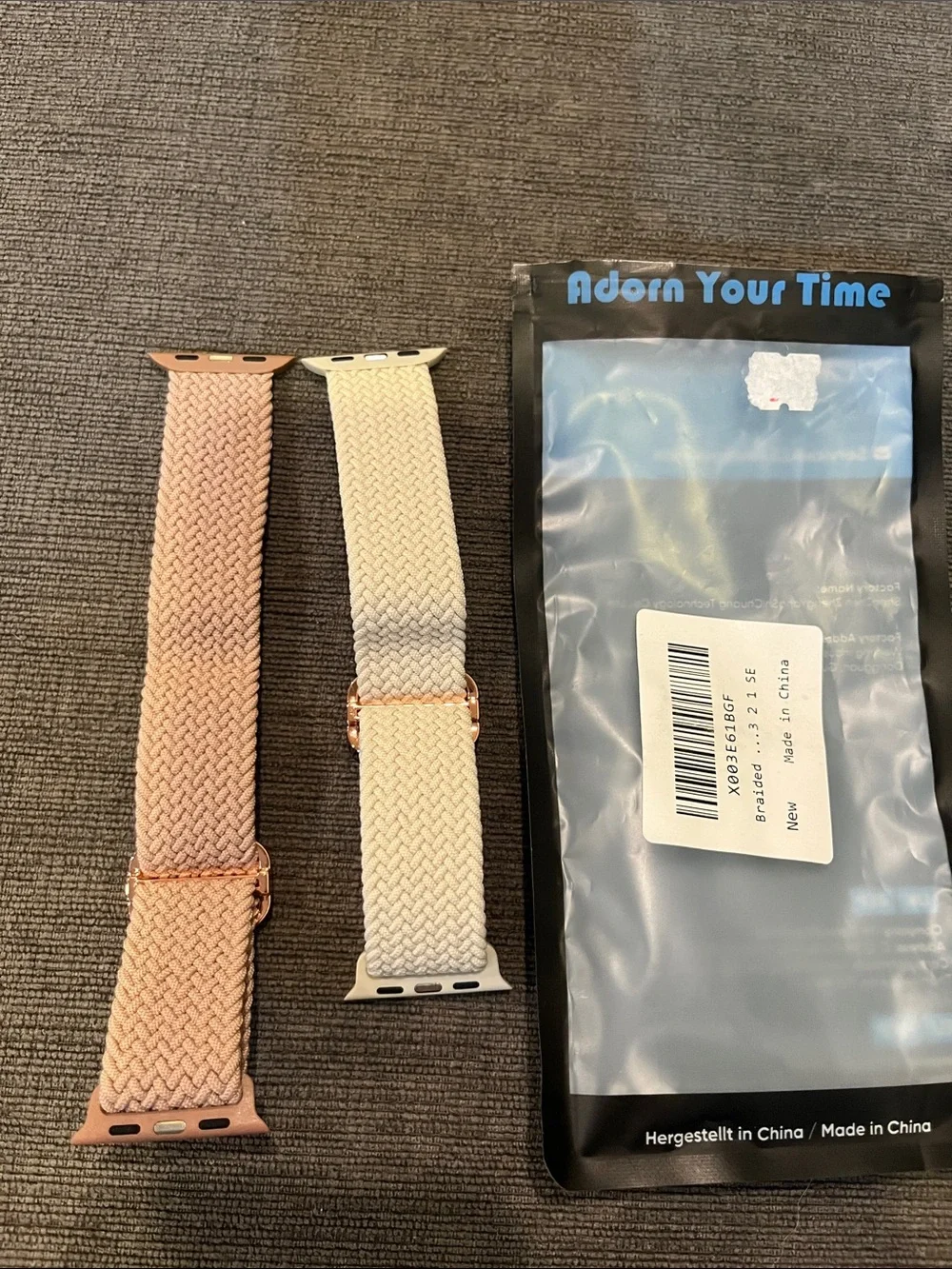 Woven Nylon Replacement Watch Bands - Rose Pink & Cream